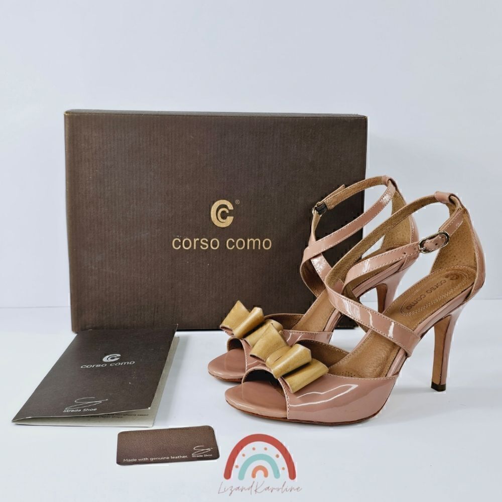 Corso Como Alfazema Genuine Leather Burnished Stiletto Heel Sandals